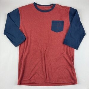Quiksilver Tshirt Boys Large Red Blue Short Sleeve Pocket